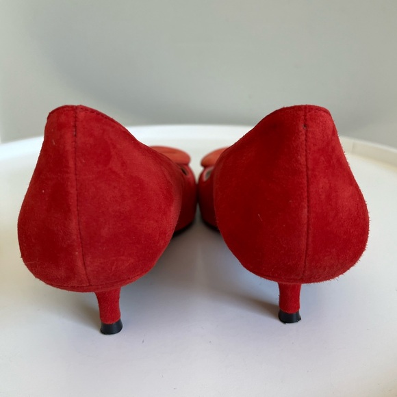 AUTHOR Spain Leather Suede Red Kitten Heel Shoes EU 37/US 6-6.5 - Picture 6 of 13